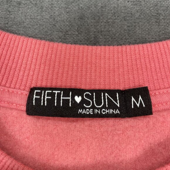 Fifth Sun Pink Sweatshirt Leopard Print Heart Crew Neck Long Sleeves Womens M - Picture 5 of 9